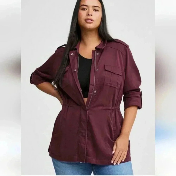 torrid Jackets & Blazers - Torrid Size 0 Burgundy Anorak Utiltiy Jacket (M/L)